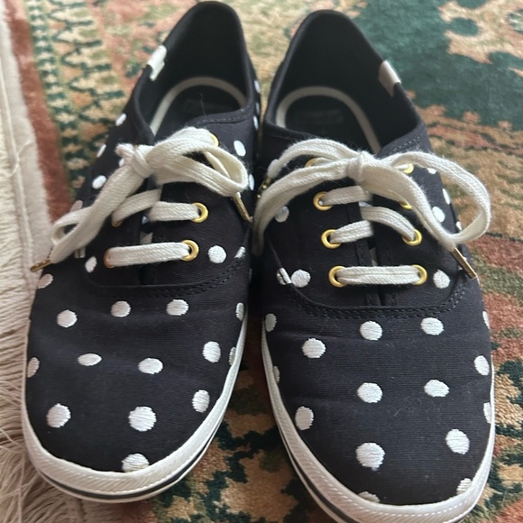 Kate Spade Keds Black Sneakers with White Polka Dots 8 - Picture 3 of 16